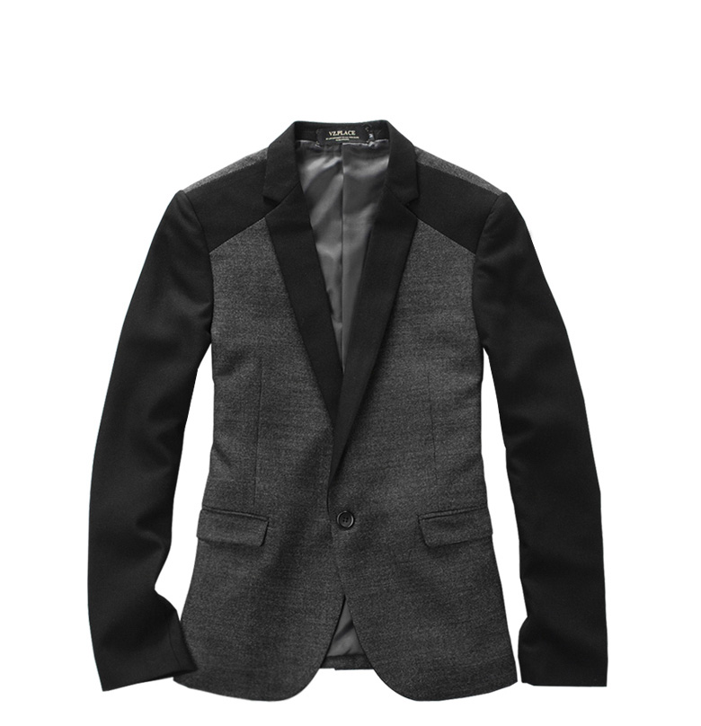 2023 Attractive Men\'s Korean Slim Solid Dark Gray Blazer Jacket | PILAEO