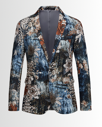 2023 artistas floral blazer azul tan patrón | PILAEO