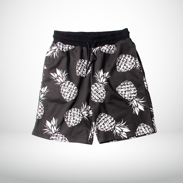 2023 Black Pineapple Print Leisure Mens Luxury Beach Shorts | PILAEO
