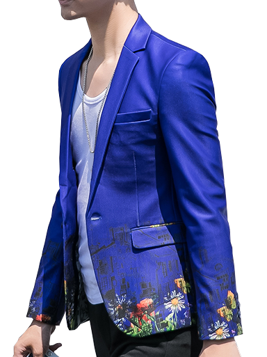 2023 Blue Floral Luxury Mens Amazing Blazer | PILAEO