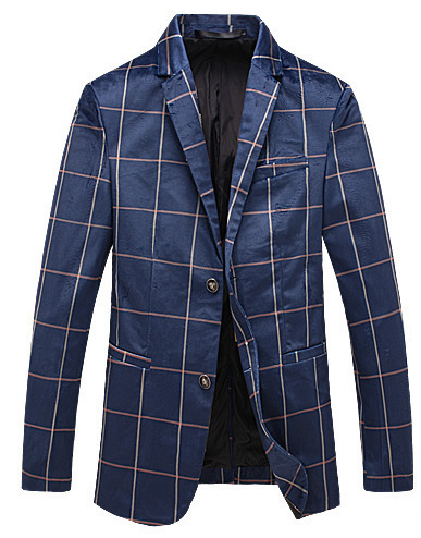 2023 azul Xadrez veludo High-end casual Blazer blazer de cavalheiros | PILAEO