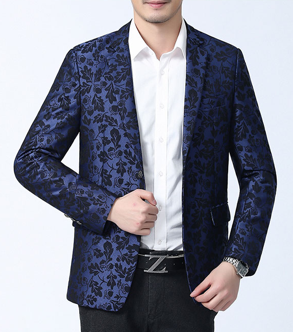 2023 Brilliant Tailored Cool Blue Floral Awesome Mens Blazer | PILAEO