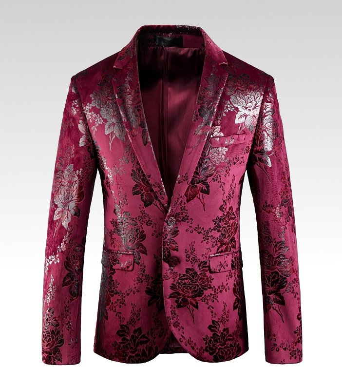 2023 _     burgundy nhung hoa buổi tối mens blazer áo khoác | PILAEO