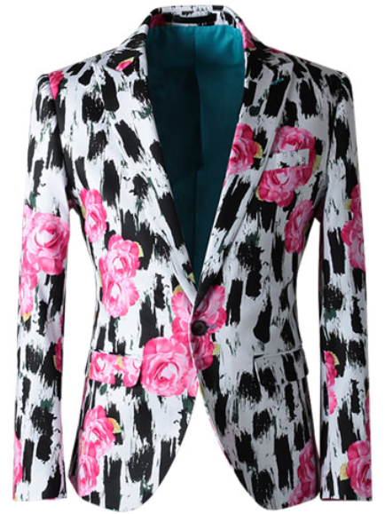 Charmed White Black Pink Rose Luxury Art Blazer