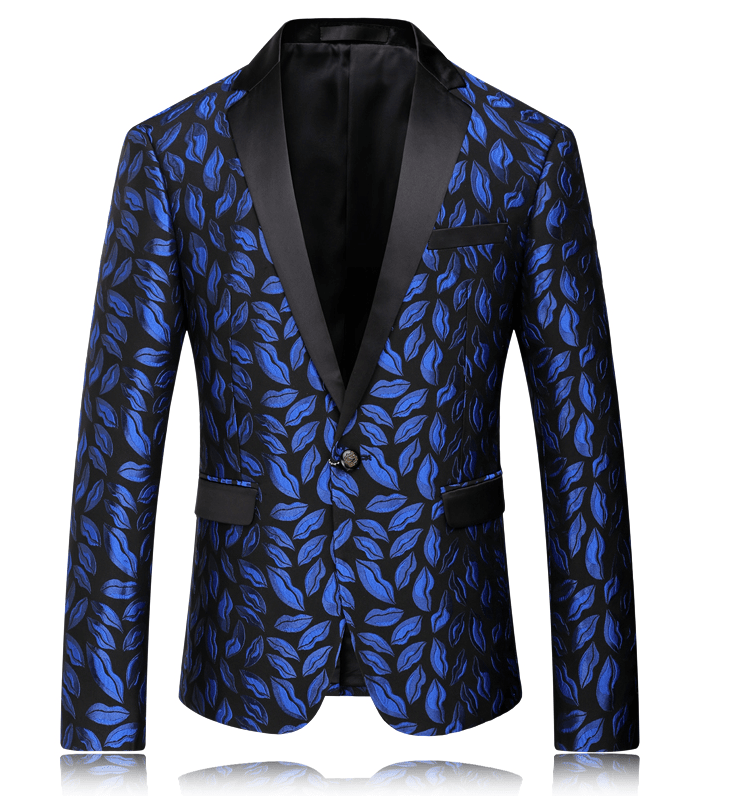 2023 encantador azul antiguo hojas florales chaqueta para los hombres | PILAEO