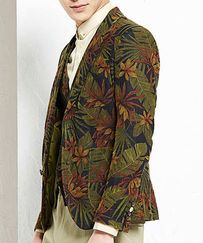 2023 Classic Tropical Forest Green Mens Floral Blazer | PILAEO