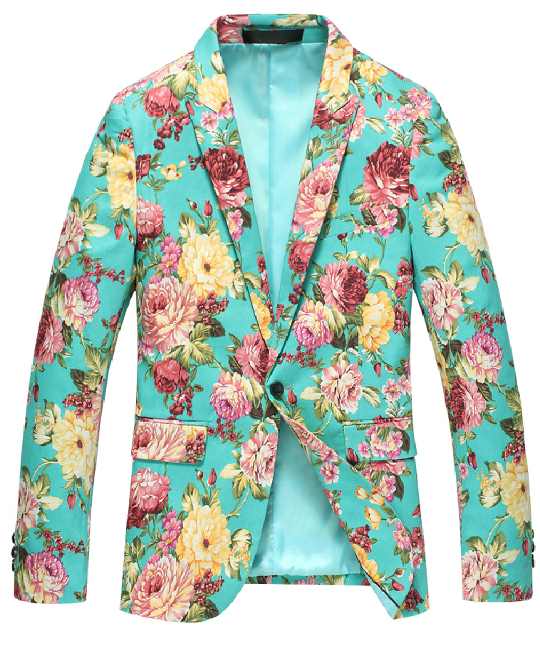 2023 **** Cyan Azul de moda chaqueta de la impresión floral | PILAEO