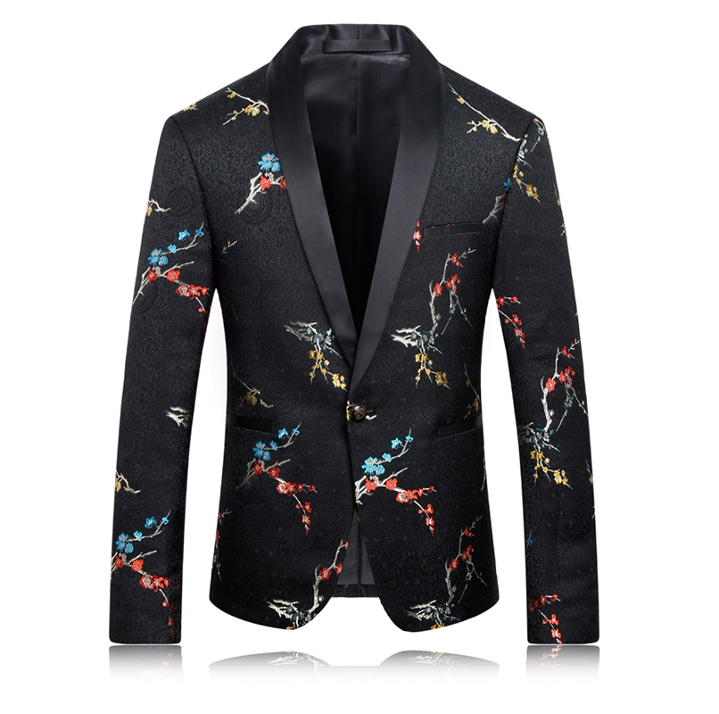 2023 Embroidered Blazer Featuring Mens Elegant Multicolor Floral | PILAEO