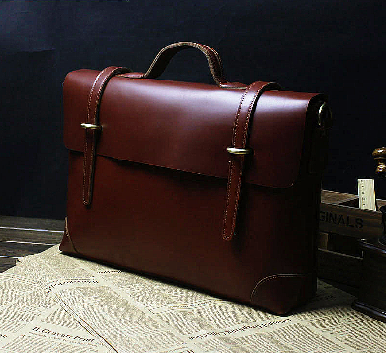 2023 Exclusive Genuine Leather Brown Vintage Mens Briefcase Messenger | PILAEO