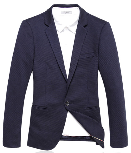 2023 Exclusive Knitted Wave Point West Slim Blue Blazer Jacket | PILAEO