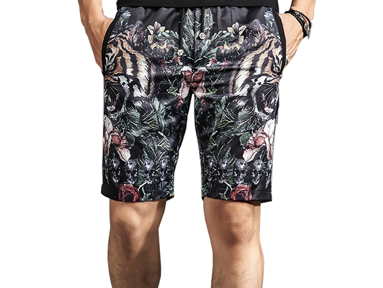2023 Exclusive Tiger Floral Artists Mens Shorts | PILAEO