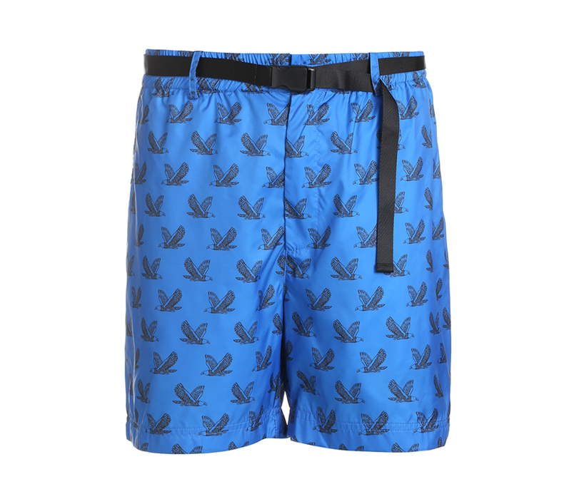 2023 Fashion Mens Printed Birds Jacquard Luxury Polyester Royal Blue Shorts | PILAEO
