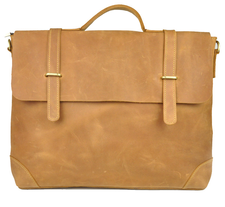 Fashionable Light Brown Satchel Vintage Style Briefcase IXUXXII
