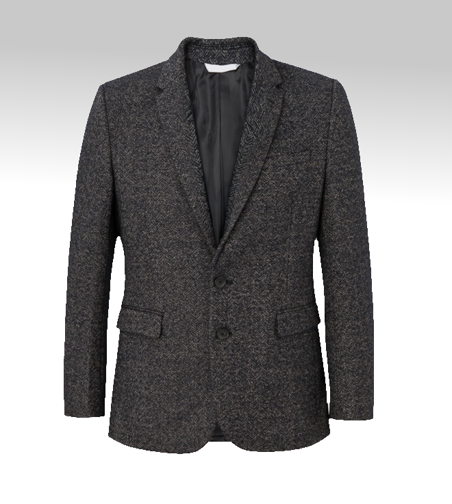2023 Herringbone Dark Grey Gentleman Tweed Blazer | PILAEO
