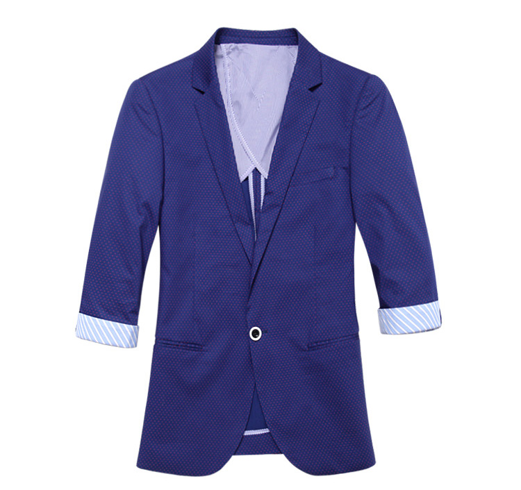 2023 Haut de gamme recadrée Sleeve Dark Bleu Blazer Jacket Red Dot | PILAEO
