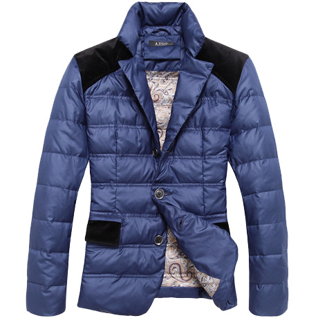 2023 Jazzy Collar White Duck Down Thin Navy Style Blazer Jacket | PILAEO