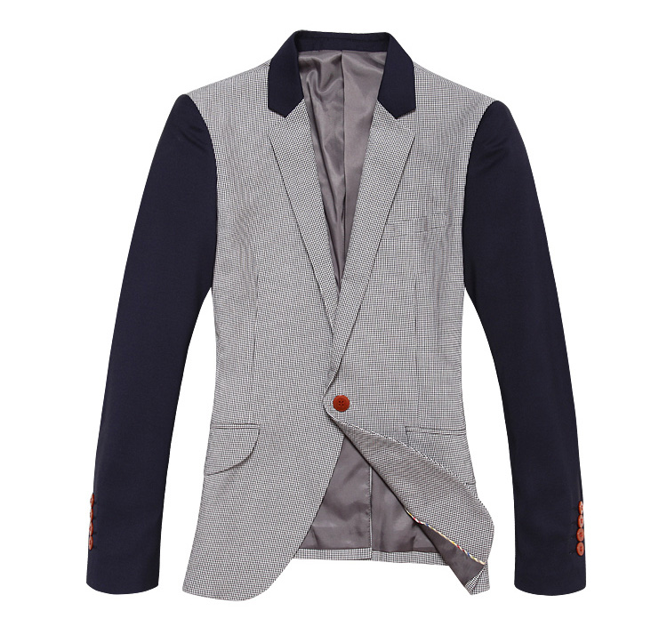2023 Jazzy Hit Color Houndstooth Stitching Thin Blazer Jacket | PILAEO