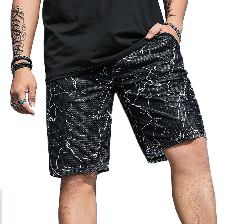 2023 Luxury Black White Perforated Floral Print Mens Shorts | PILAEO