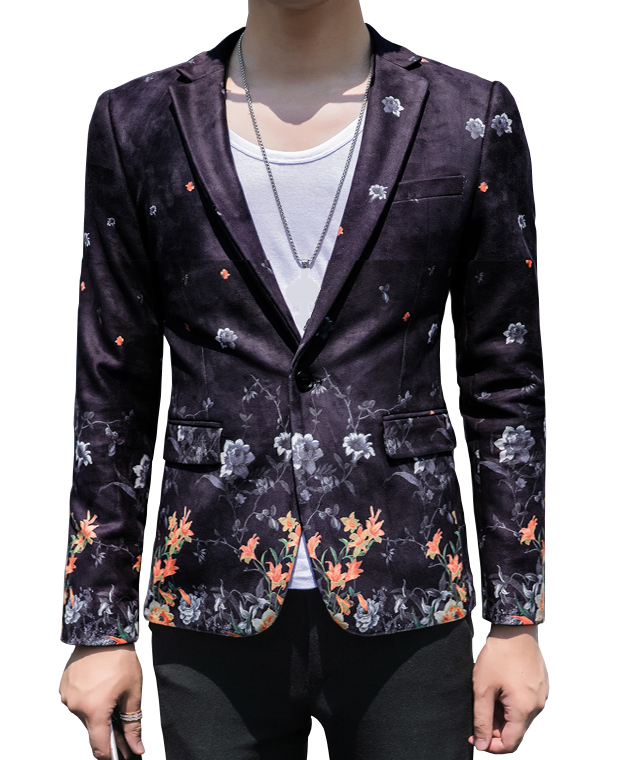 2023 luxo elegante mens preto floral colorido blazer | PILAEO