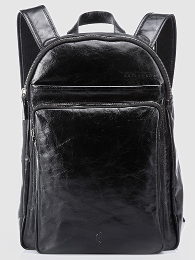 2023 Óleo de luxo de couro encerado preto clássico Backpack | PILAEO