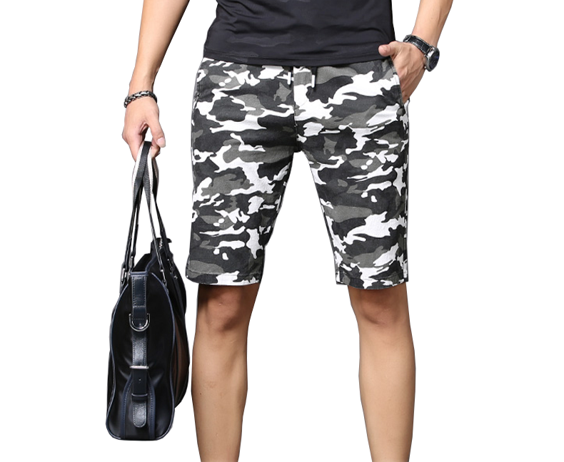 2023 Mens Camouflage White Black Casual Bermuda Shorts | PILAEO