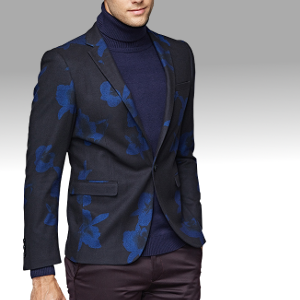 2023 masculino blazer confortável de luxo azul floral popular | PILAEO