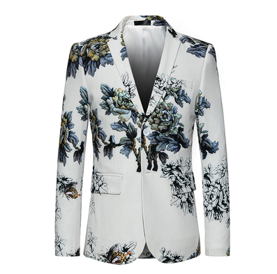 2023 blazer brilhante floral branco para homens | PILAEO