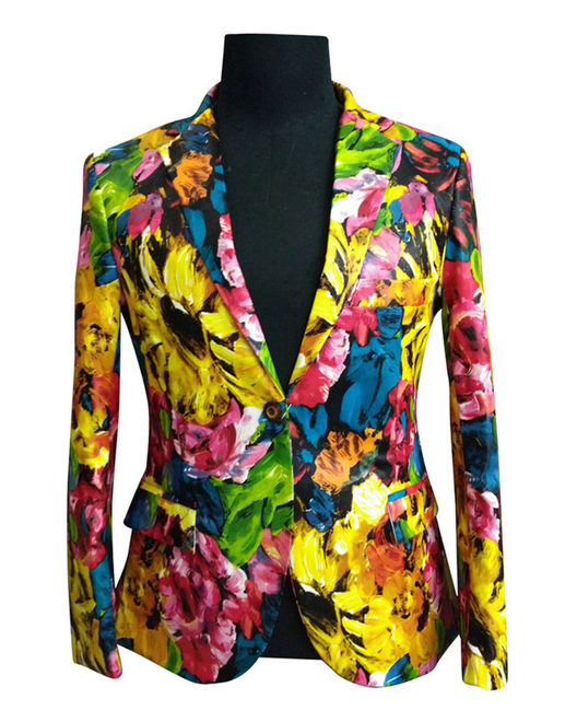 2023 Modern Bright Floral Creative Mens Brilliant Blazer | PILAEO