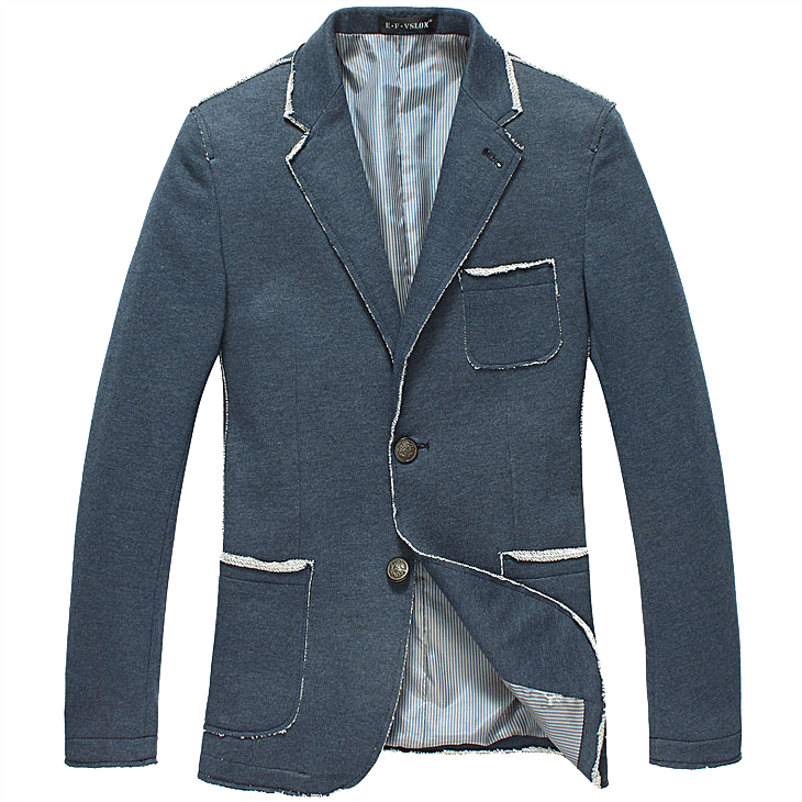2023 Sophistiqué haut de gamme en coton fin Bleu Blazer Veste style | PILAEO