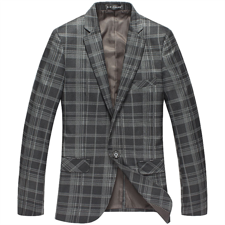 2023 Sophisticated High-end Korean Slim Plaid Gray Style Blazer Jacke | PILAEO