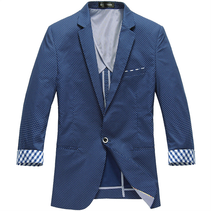 High End Wave Point Thin Sleeve Blue Style Slim Blazer Jacket