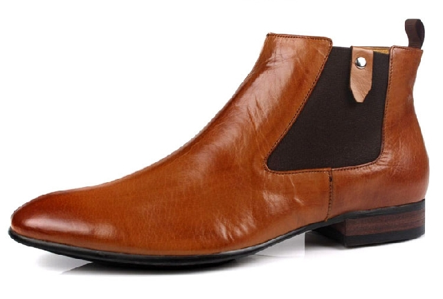 2023 Original Braun Modische Leder Chelsea-Stiefel | PILAEO