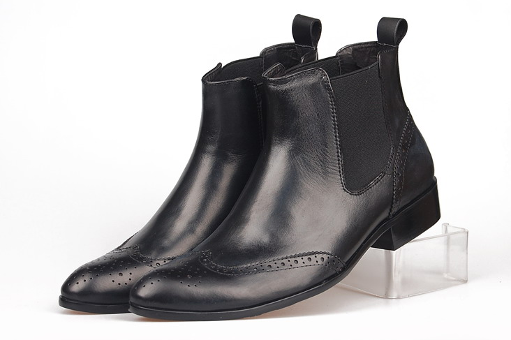2023 Retro PILAEO Genuine Leather Black Chelsea Boots | PILAEO