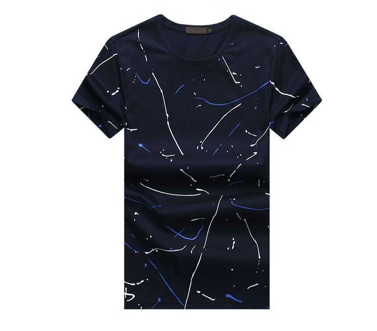 2023 Splattered Paint Black White Blue Artwork Mens Printed T-Shirt | PILAEO