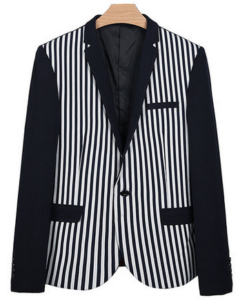 2023 Stylish Dark Blue White Striped Blazer | PILAEO