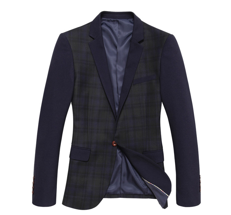 2023 Stylish England Plaid Stitching Western Slim Blazer Jacket | PILAEO