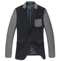 2023 Stylish Pocket Outline Houndstooth Slim Blue Blazer Jacket | PILAEO