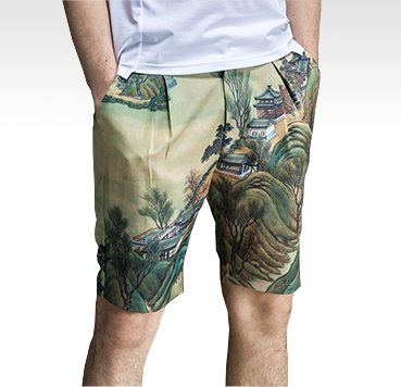 2023 Traditional Eastern Beige Mens Printed Shorts | PILAEO