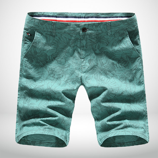 2023 Turquoise Summer Floral Outlined Mens Luxury Chino Shorts | PILAEO
