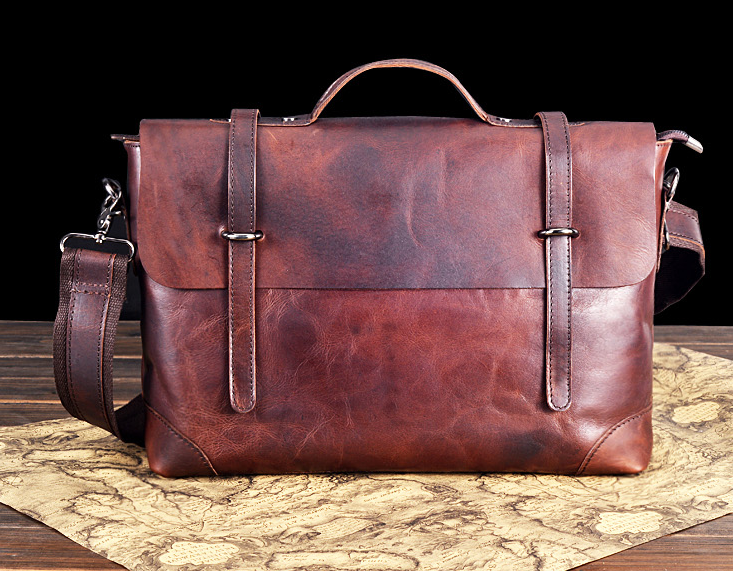 2023 Vintage Brown Fashionable Gentlemen Leather Briefcase | PILAEO