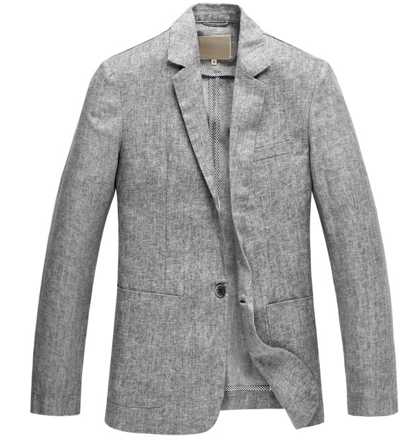 2023 Attractive Linen Light Grey Long Sleeve Blazer | PILAEO