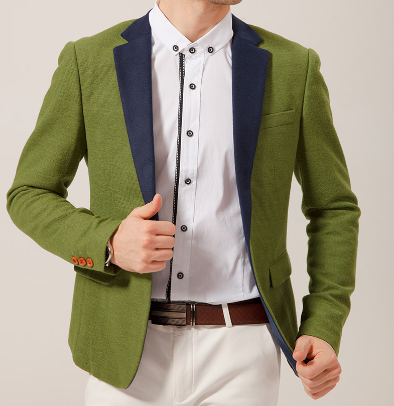 Gentleman Blazer vert Avec Dark Blue Collar