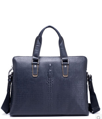 Clássico Couro Business Casual Leather Shoulder Bag Azul