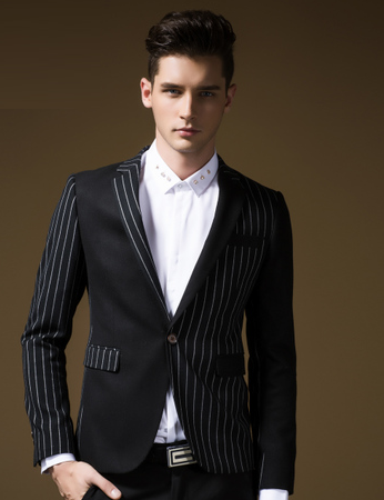 2023 PILAEO Pin Striped Blazer noir Jacket | PILAEO