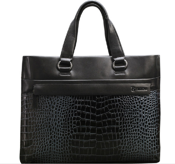 2023 Cross-Section Genuine Leather Mens Black Bag | PILAEO