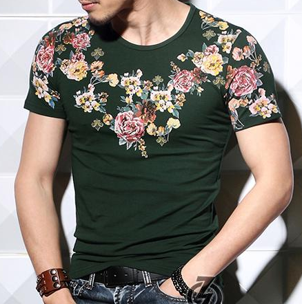 2023 Exclusive Forest Green Floral Print T-shirt | PILAEO