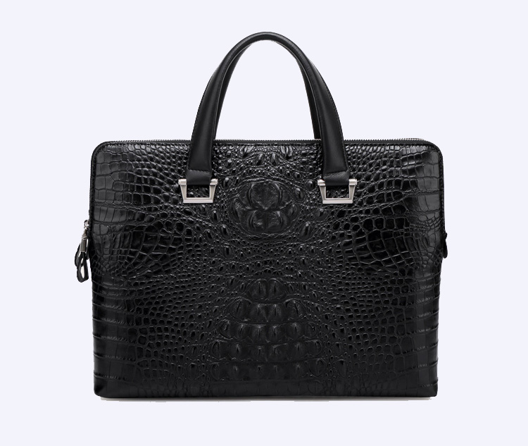 2023 Fashion Crocodile Design Leather Briefcase Computer Black Bag | PILAEO