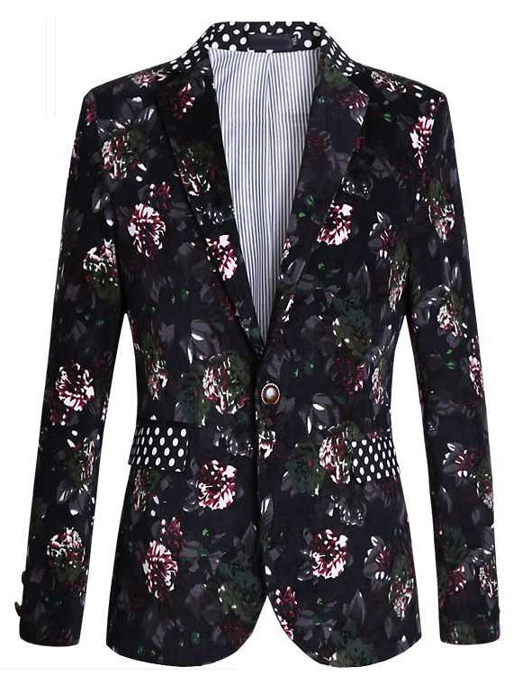 2023 Luxury Gentlemen Floral Blazer With Polka Dot Collar | PILAEO