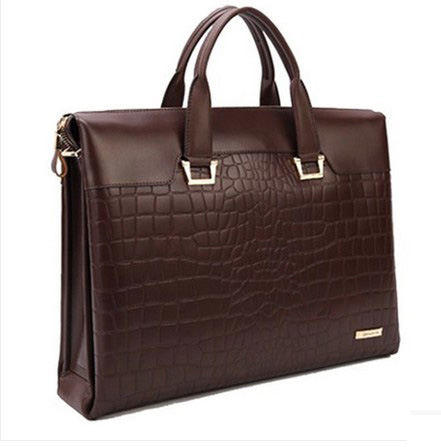 Gentleman Genuine Crocodile Leather Briefcase Business Brown Bag