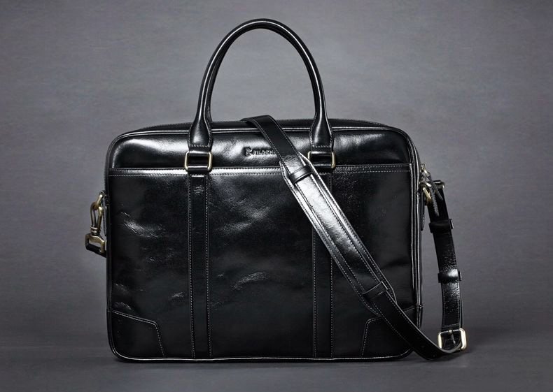 2023 Genuine Shoulder Business Casual Leather Black Bag | PILAEO